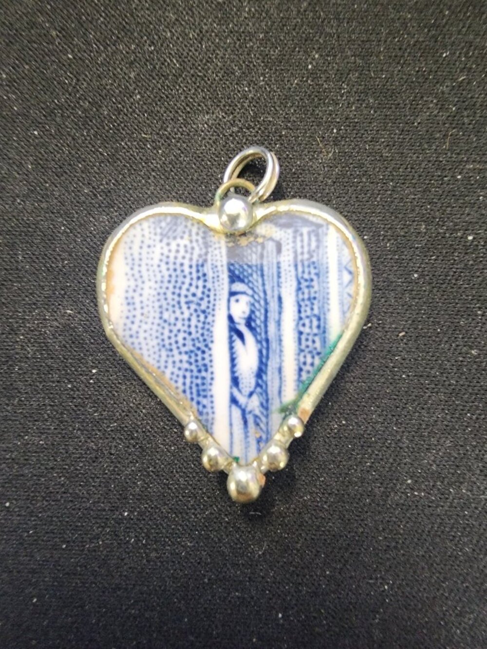 Blue lace agate heart pendant w woman inset - stunning piece - hand crafted
